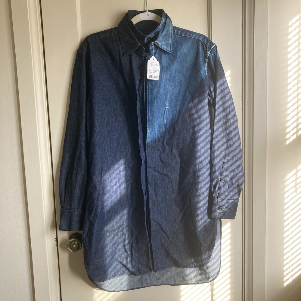 Y's YOHJI YAMAMOTO‎ Women's XS Double Collar Button Up Shirt Indigo Denim